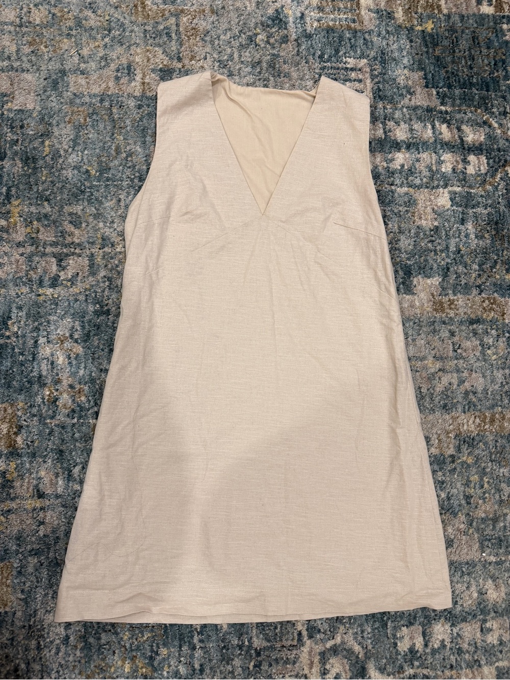 Women’s V-Neck Cream Khaki Mini Shift Dress